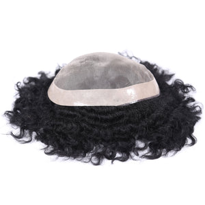 Brush Wave Toupee with PU and Silk Base